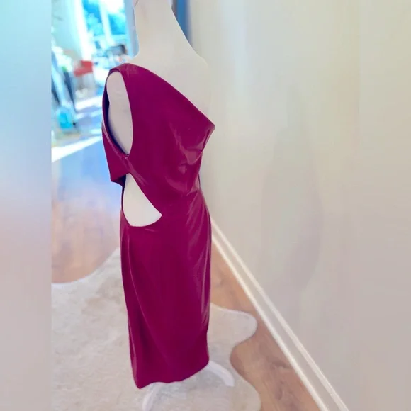 •House of Harlow 1960 •x REVOLVE •Bordeaux Faux Leather •Midi Dress Red •Size:S - Picture 8 of 9